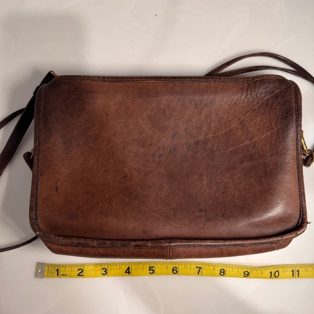 Vintage 90's Coach Leather Shoulder Clutch Bag Dark Brown Purse #0132 - Picture 2 of 16